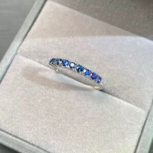 Certified Natural Sapphire Band in 925 Silver